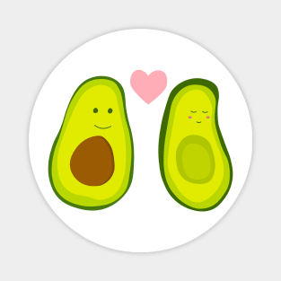 Couple avocado in love . Two avocado halves with heart, St. Valentine's day Magnet